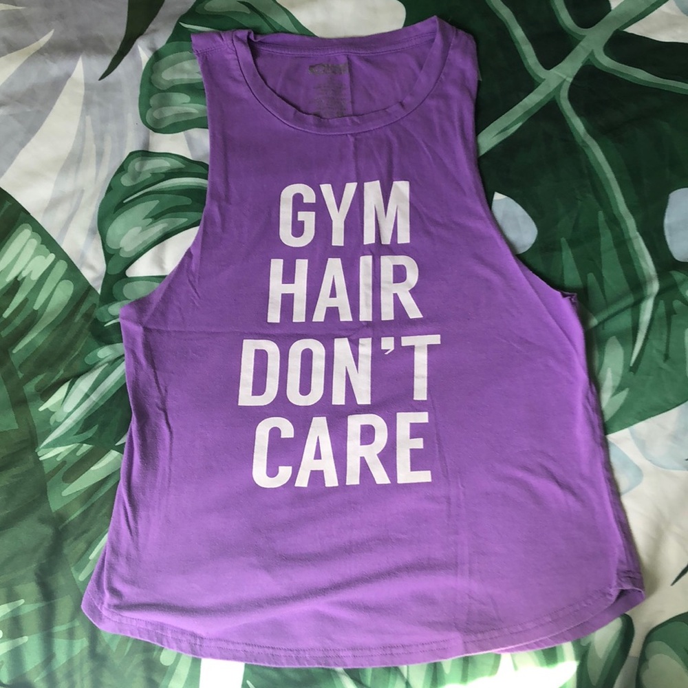 Women’s Purple Active Tank. Gym Hair Don’t Care.